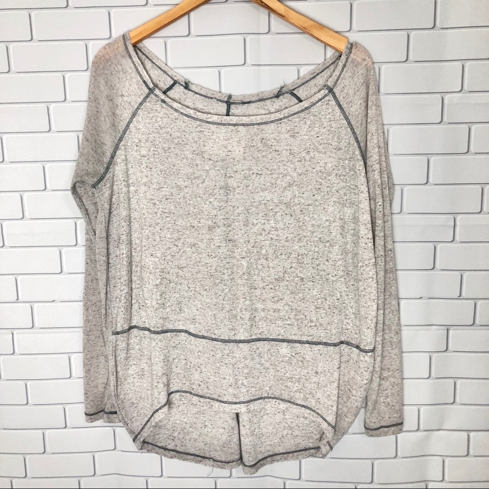 Free People Oversized Distressed Collar Casual High Low Top Small
